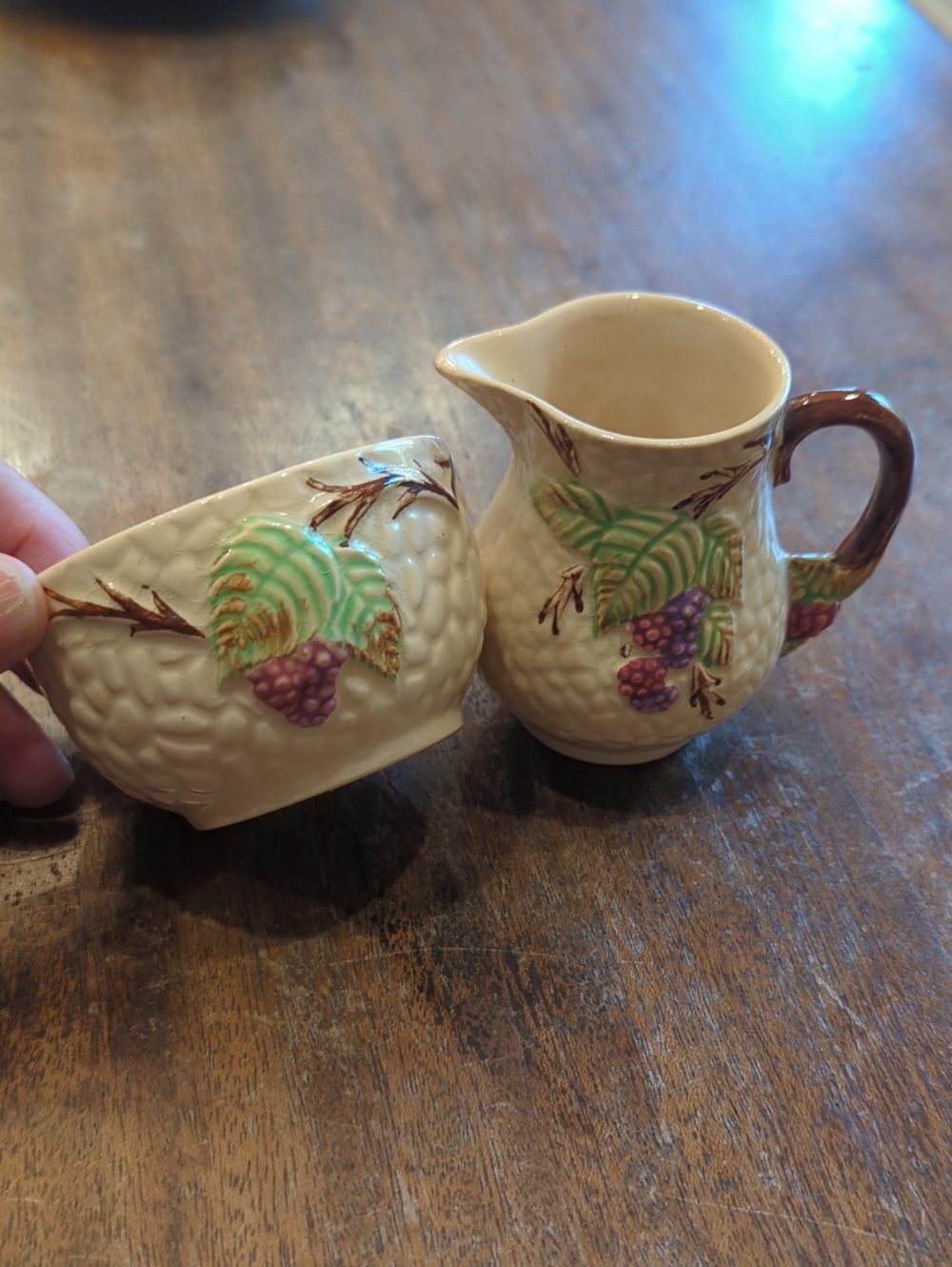 Vintage Art Deco England Wade Bramble Creamer and Sugar Bowl
